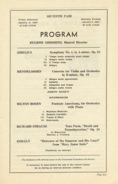 Milt Rosen program, 1937